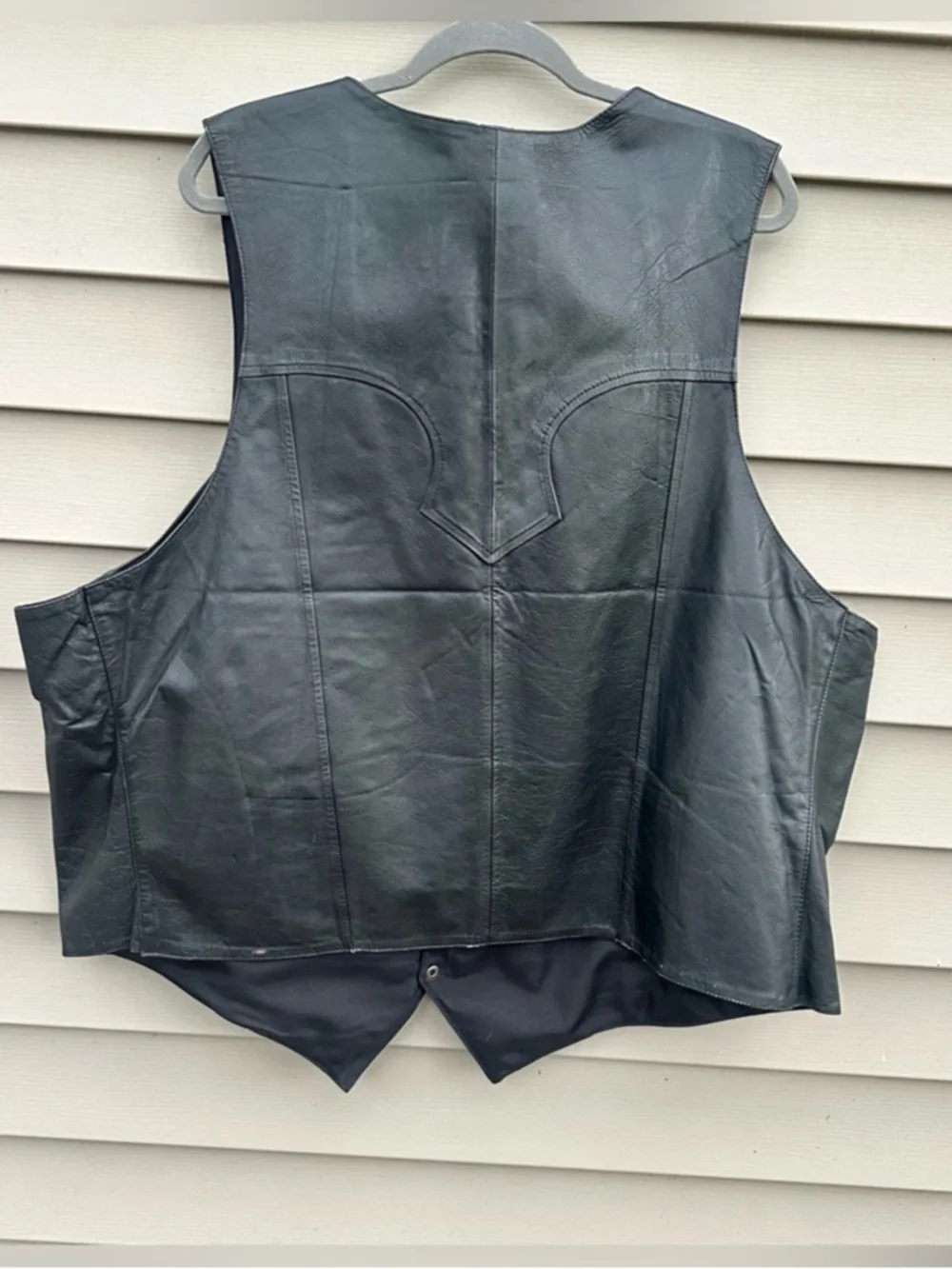 Vintage western black leather vest men’s 50